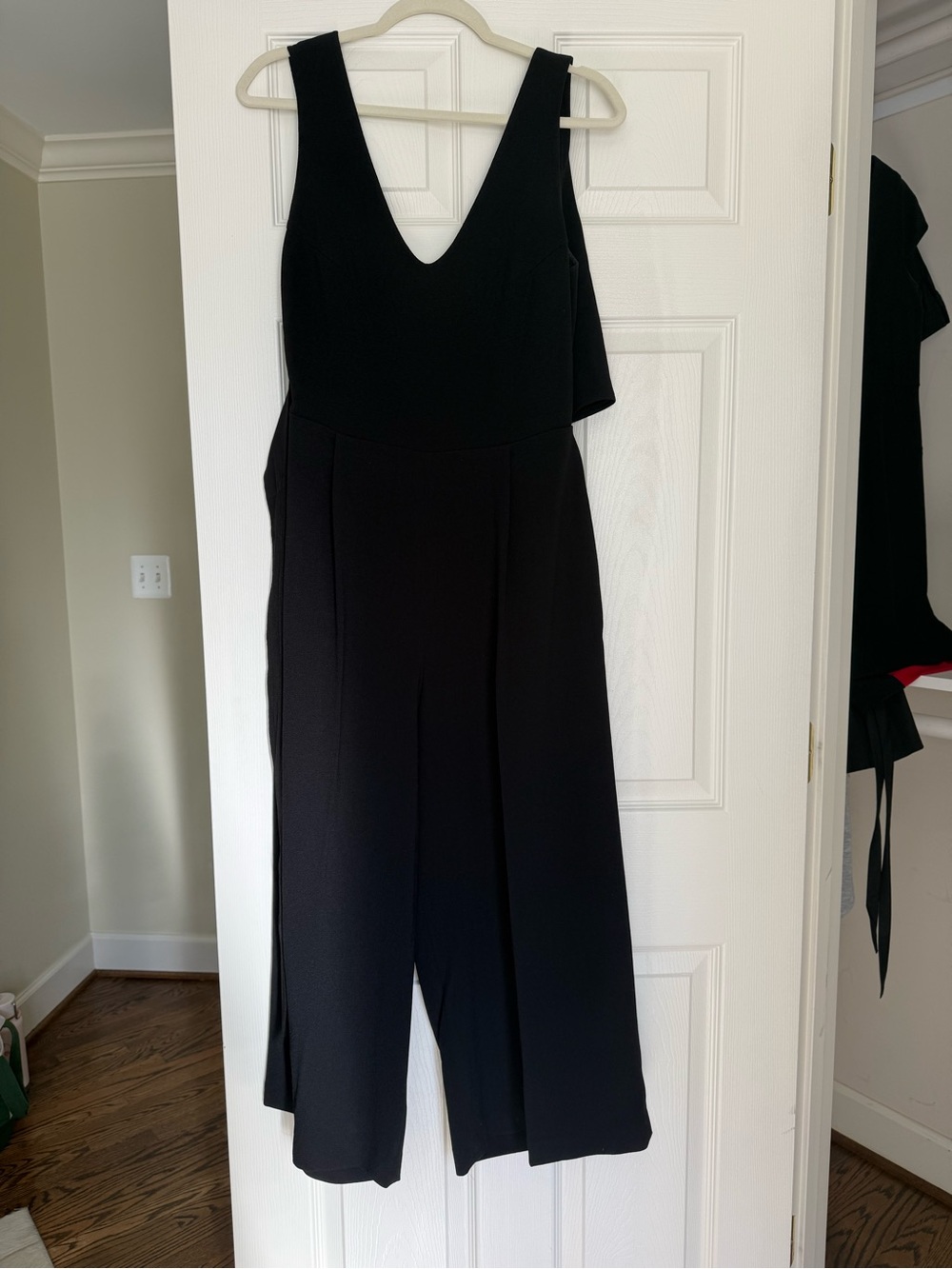 Club Monaco Black V-Neck Wide-Leg Jumpsuit